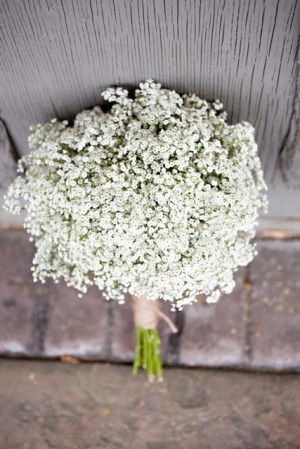 babys breath bouquet from above